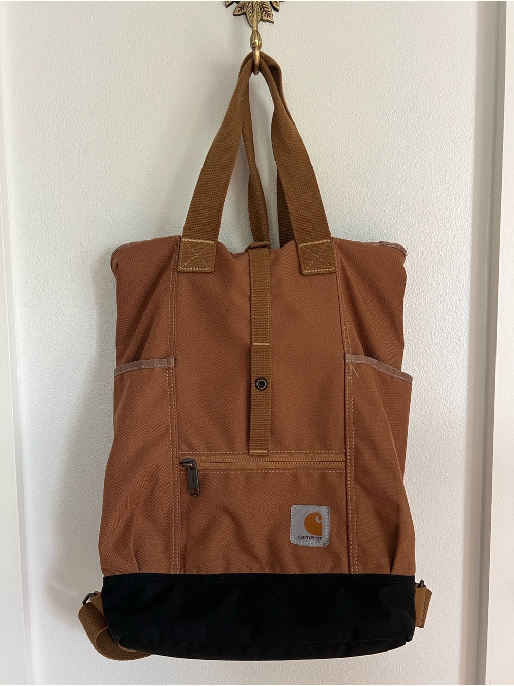 Carhartt Classic Tan/Brown Canvas Backpack Tote with Black Base